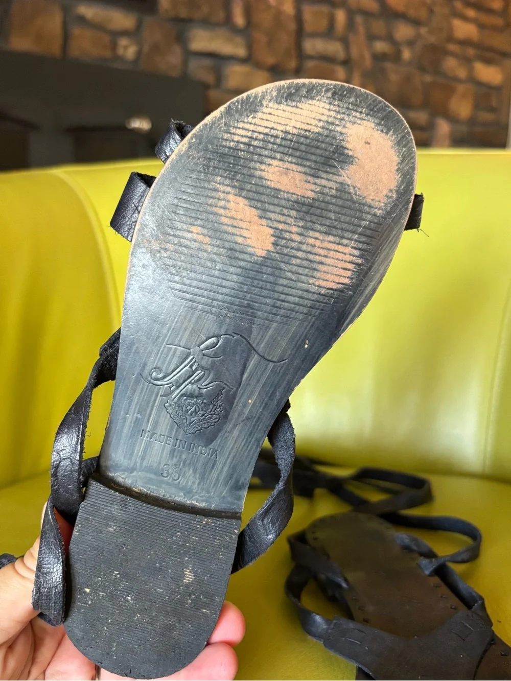 Free People Gladiator Sandals Black Leather Size 36